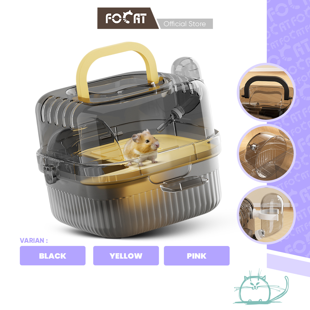 FOCAT Kandang Hamster Portable 2 Tingkat F33 Kandang Mini Hamster Transparan Fasilitas Lengkap