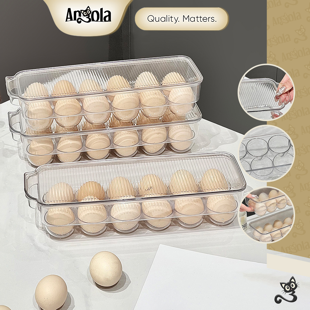 ANGOLA Rak Penyimpanan Telur Transparan C45A Egg Storage / Tempat Telur / Wadah Telur / Rak Telur